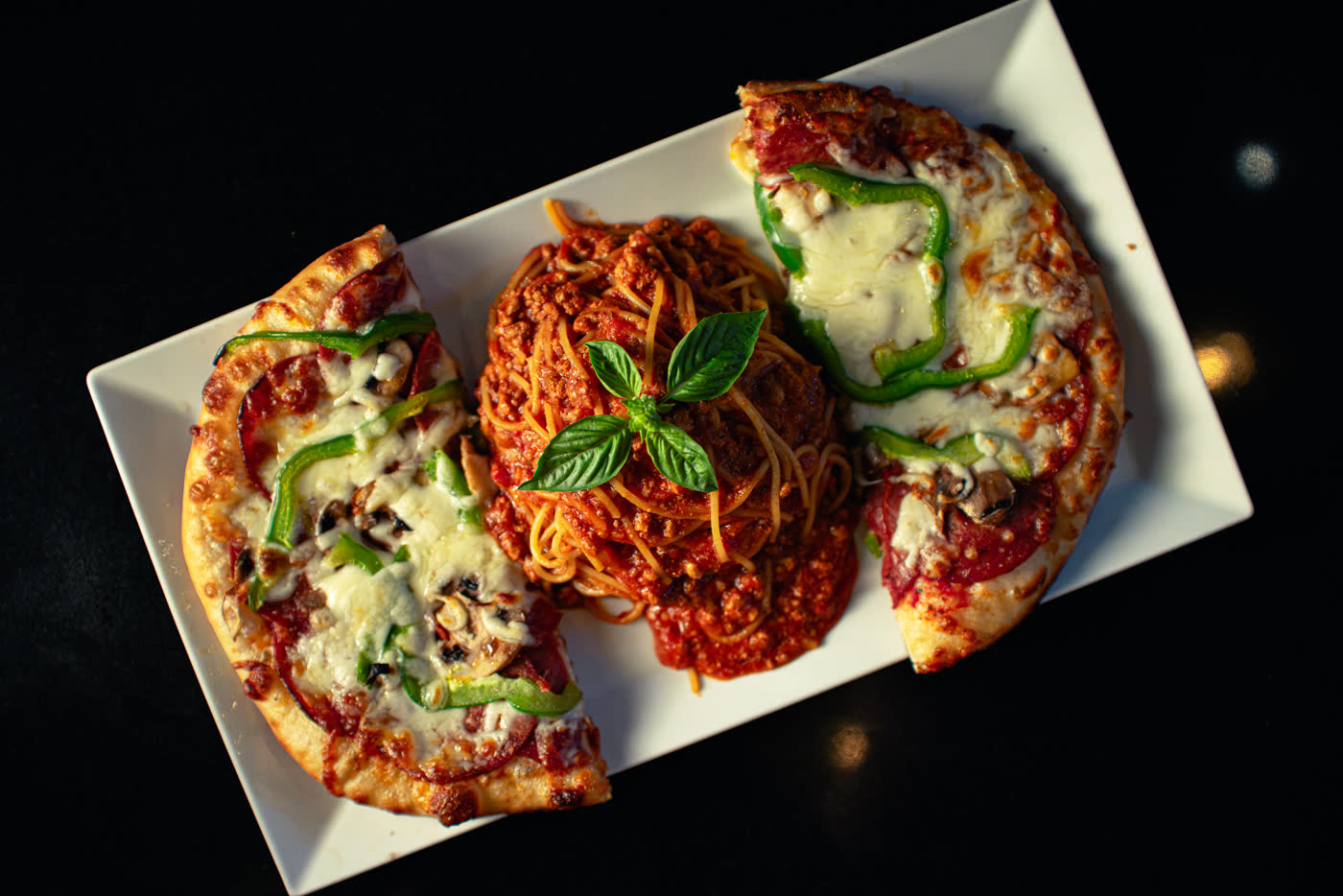 Pizza and spaghetti platter