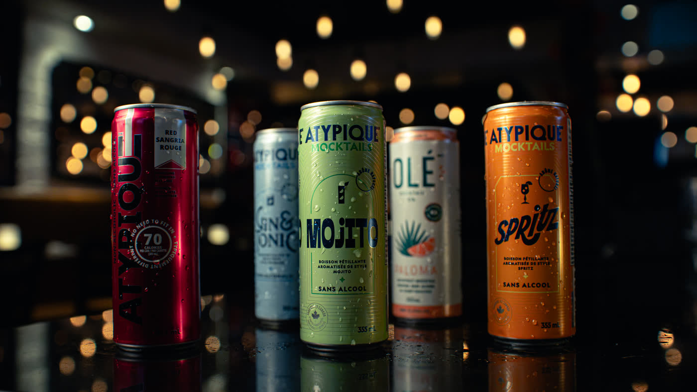 Canned cocktails on a bar